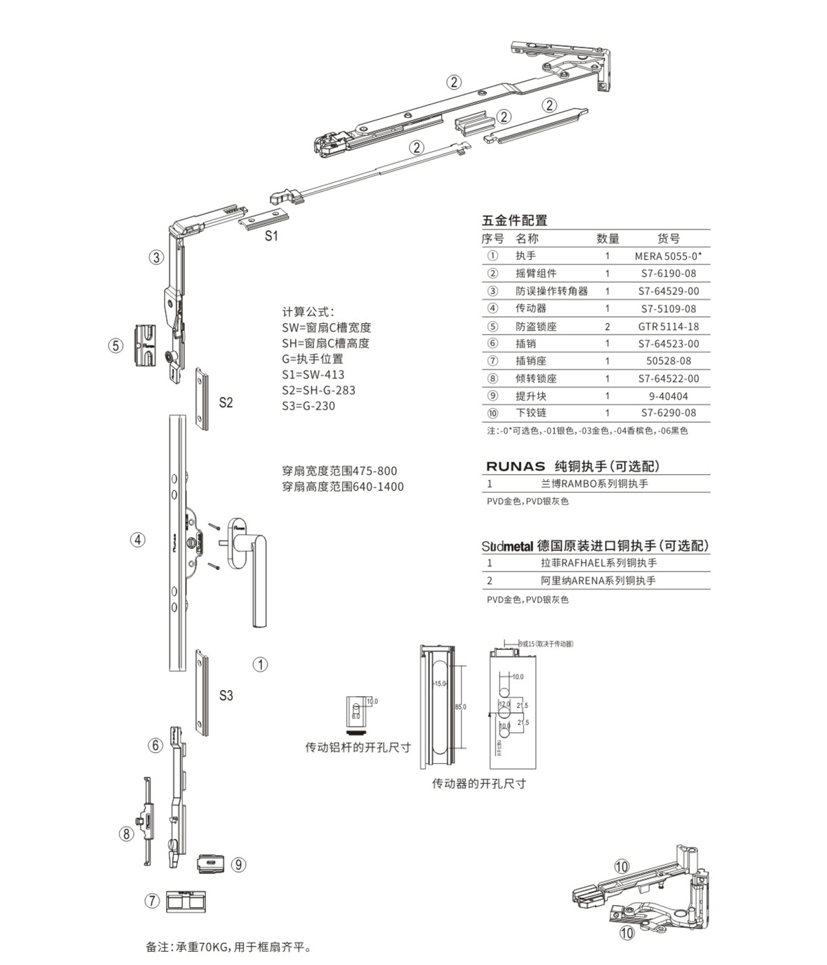 S7內開內倒窗五金配置方案